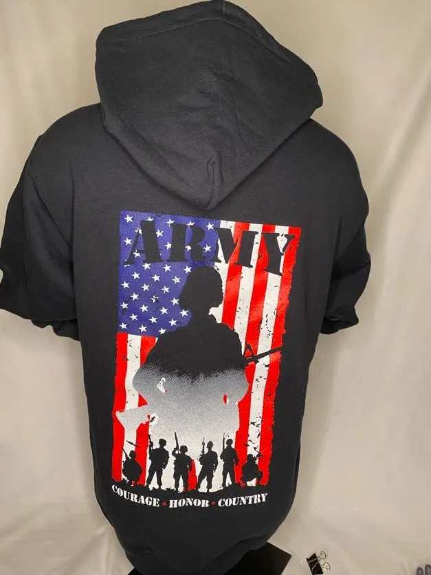 ARMY FLAG SILHOUETTE- Ranger Rags BLACK HOODIE
