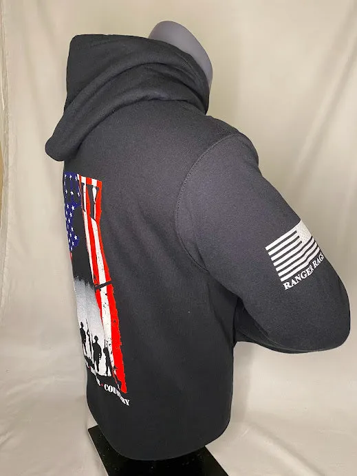 ARMY FLAG SILHOUETTE- Ranger Rags BLACK HOODIE