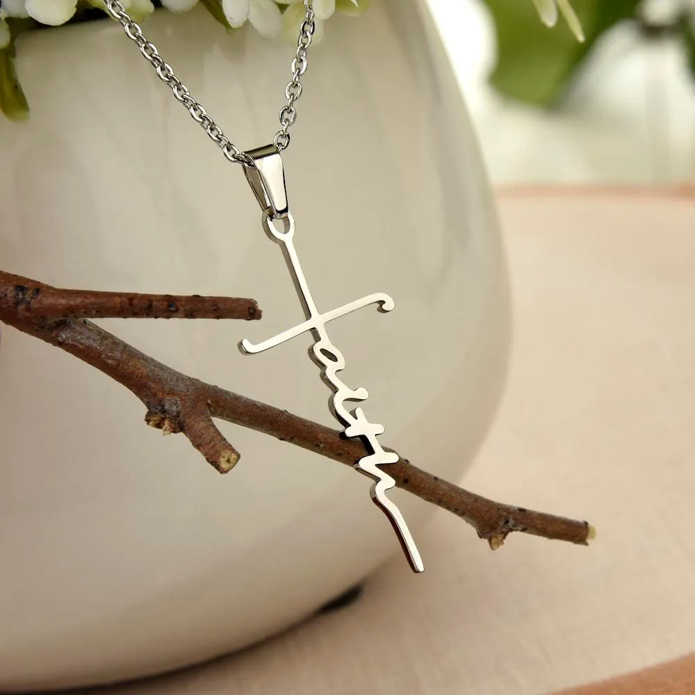 Blessed Is The Man Who Trusts In The Lord, Whose Trust Is The Lord - Faith Cross Necklace with Message Card - Gift for Her - Gift for Him