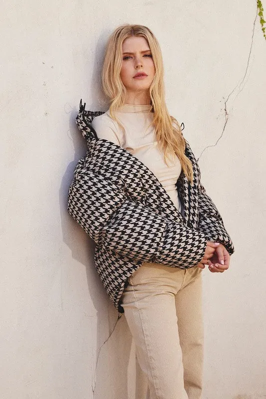 Check Me Out Houndstooth Puffer Jacket