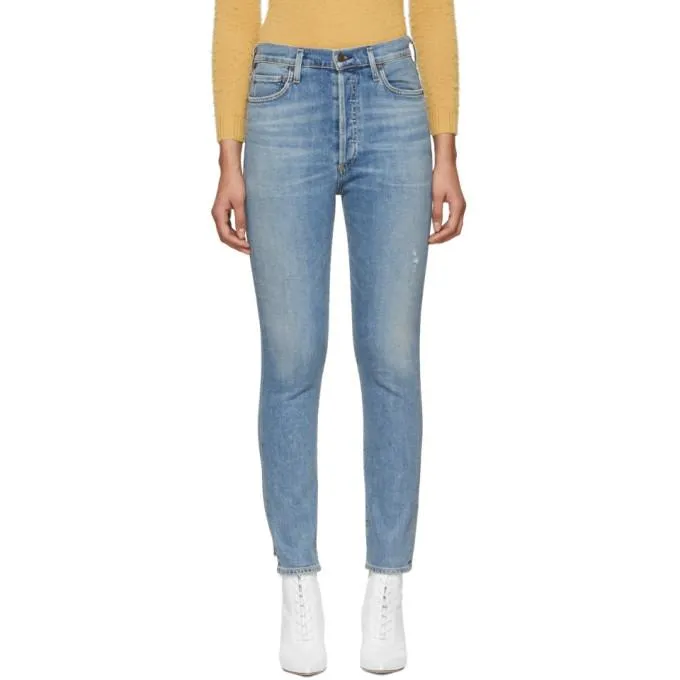 Citizens of Humanity Blue Olivia High-Rise Slim Ankle Jeans