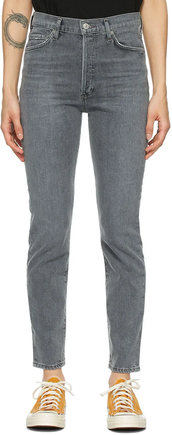 Citizens of Humanity Grey Olivia High-Rise Slim Jeans
