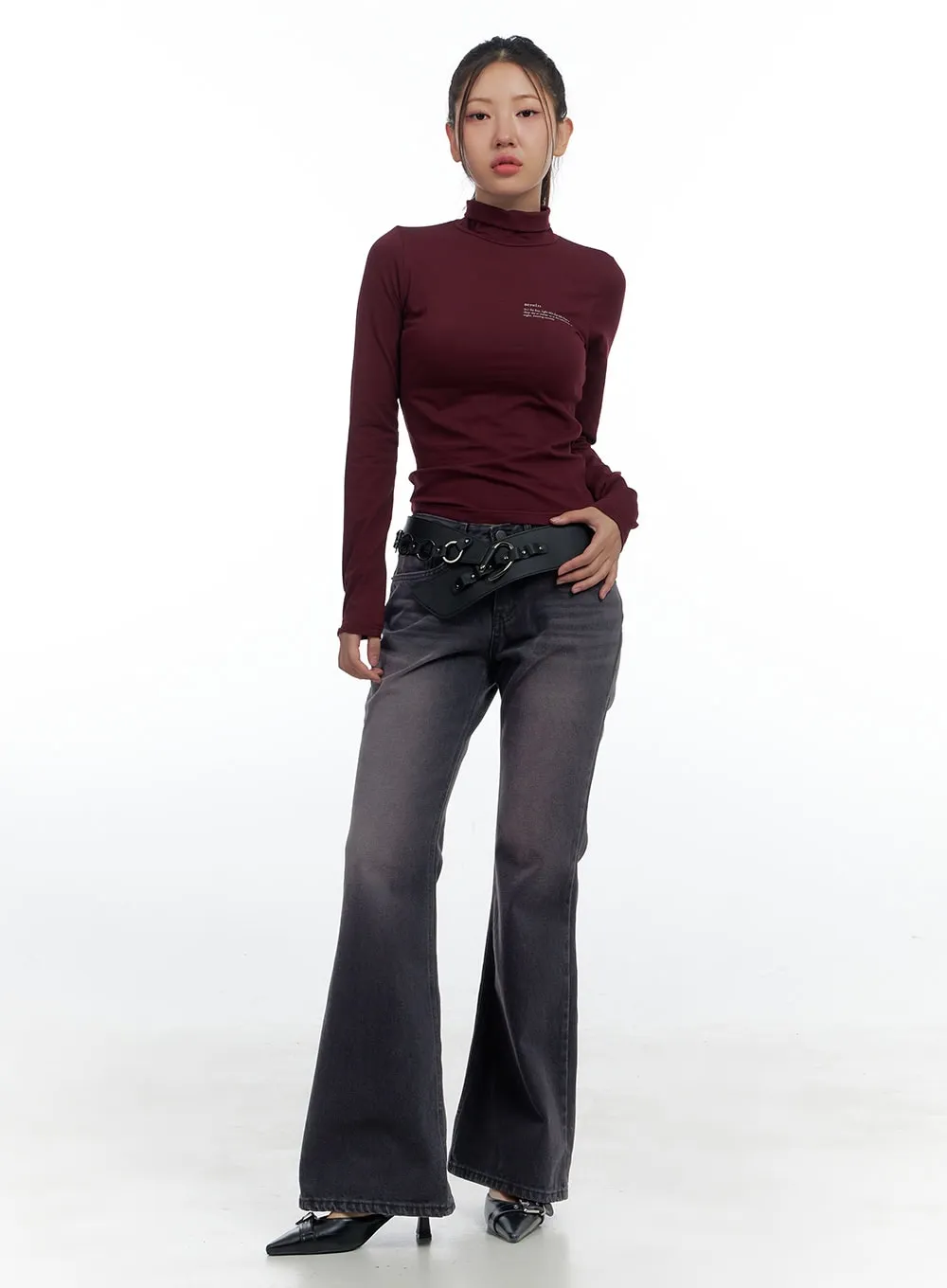 Felice Purple Washed Slim Fit Bootcut Jeans CS424