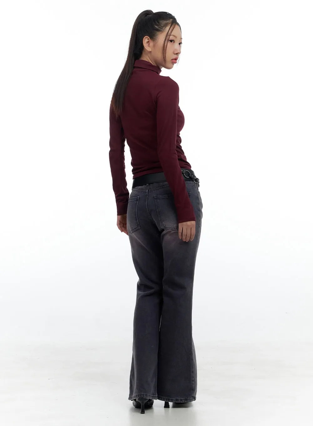 Felice Purple Washed Slim Fit Bootcut Jeans CS424