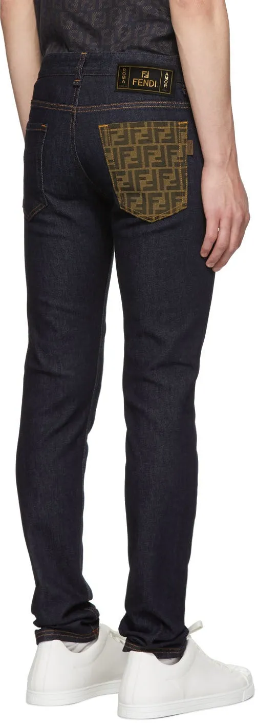 Fendi Blue 'Forever Fendi' Pocket Jeans