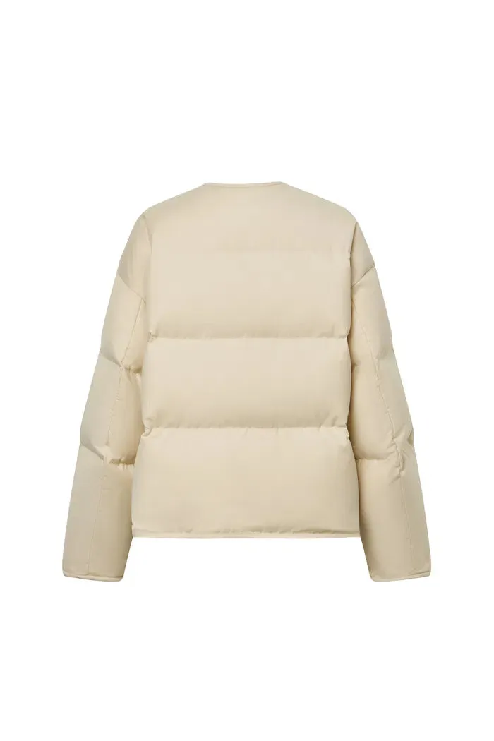 Glemham Crew Neck Down Extended Jacket in Lightweight Cotton-feel Fabric