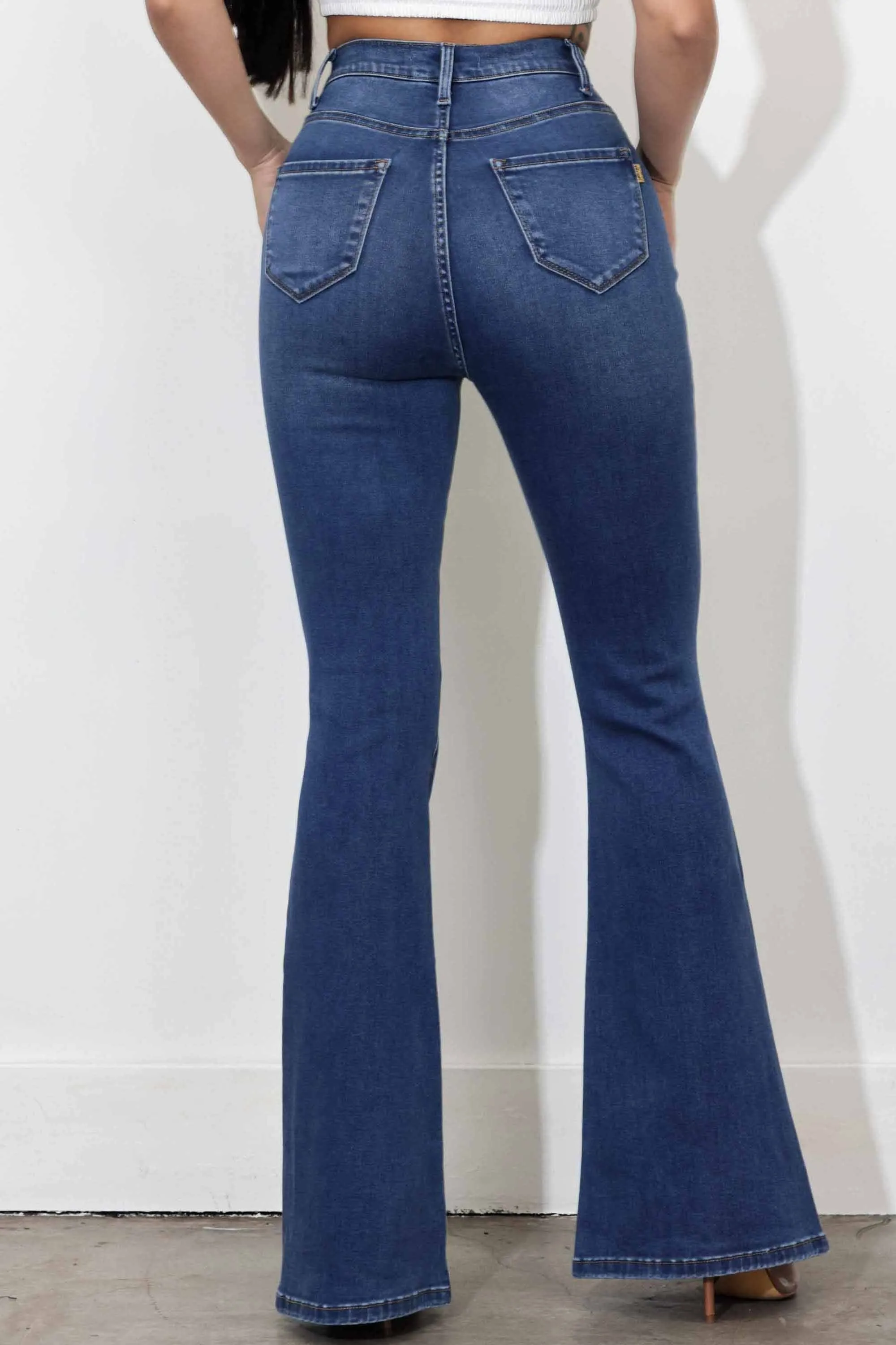 High-Rise Flare Jeans With Shaper