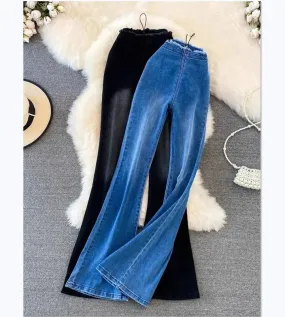 High Waisted Slim Wide Micro Flared Jeans