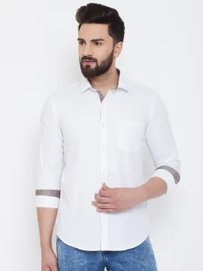 JUMP USA Men White Check Cotton Casual Shirts