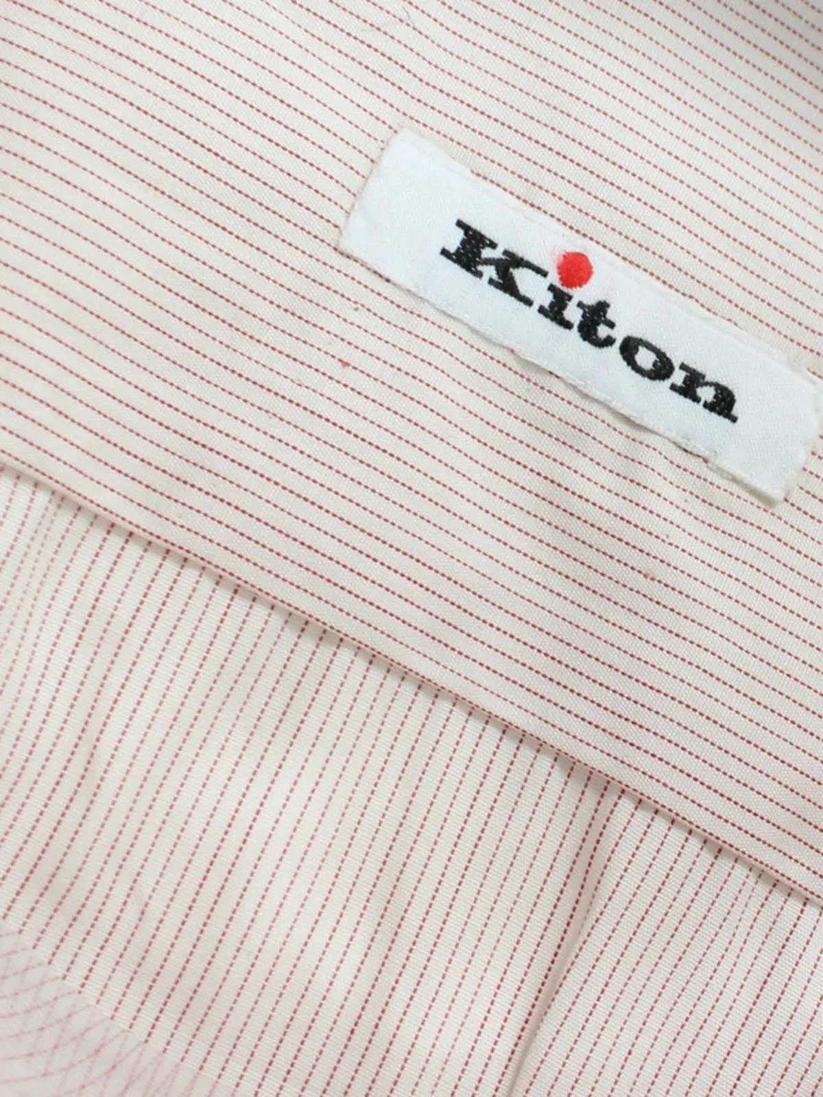 Kiton Dress Shirt White Bordeaux Stripes 40 - 15 3/4 SALE