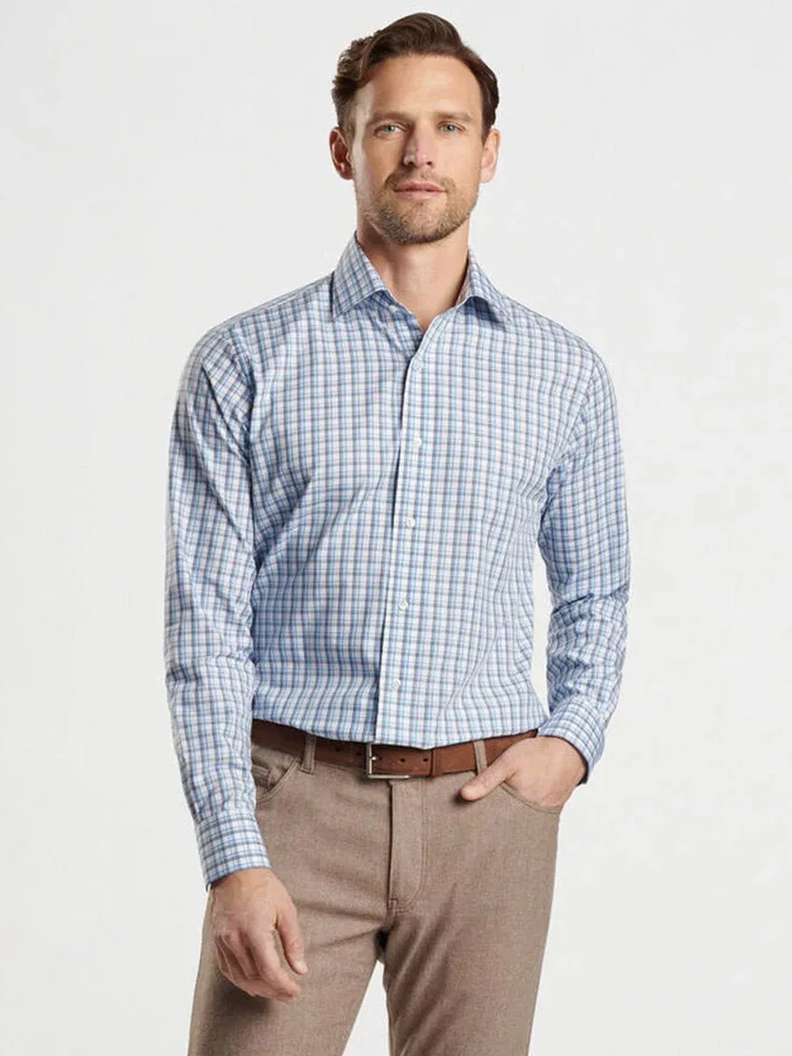 Peter Millar Howgill Cotton Sport Shirt in Brook Blue