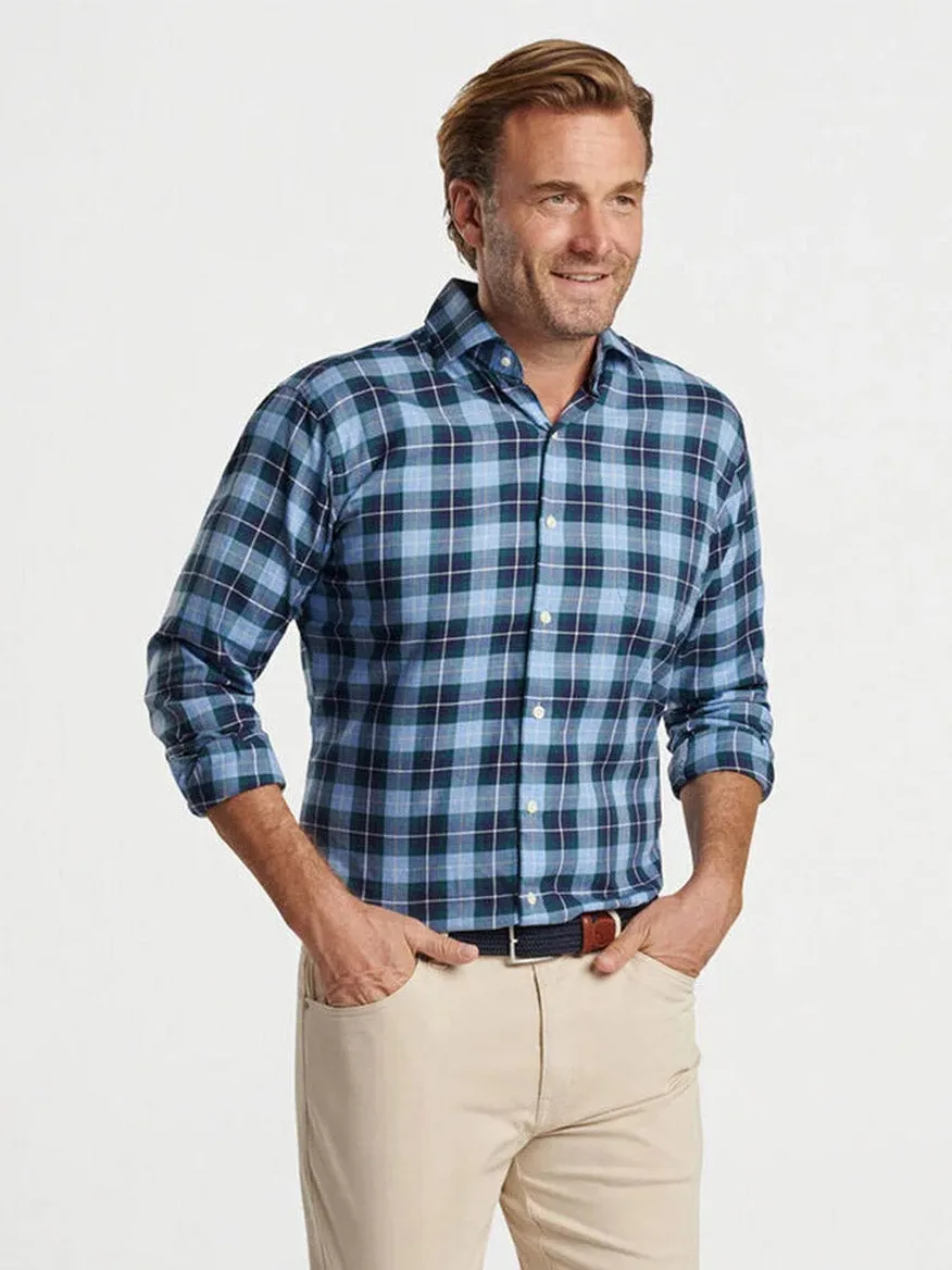 Peter Millar Langley Summer Soft Cotton Sport Shirt in Cottage Blue