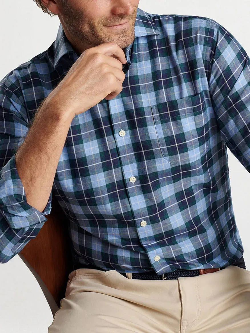 Peter Millar Langley Summer Soft Cotton Sport Shirt in Cottage Blue