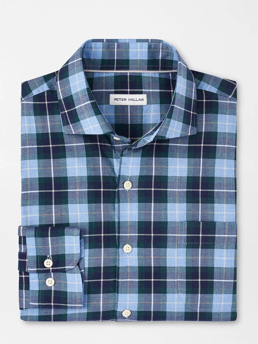 Peter Millar Langley Summer Soft Cotton Sport Shirt in Cottage Blue