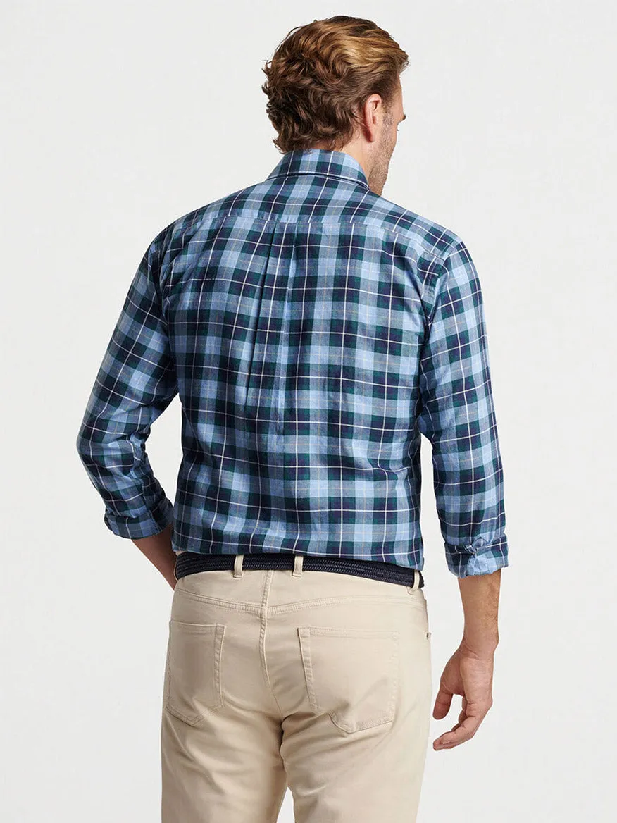 Peter Millar Langley Summer Soft Cotton Sport Shirt in Cottage Blue