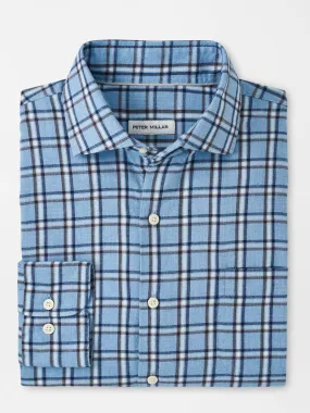 Peter Millar Nelson Flannelite Cotton-Stretch Sport Shirt in Cottage Blue