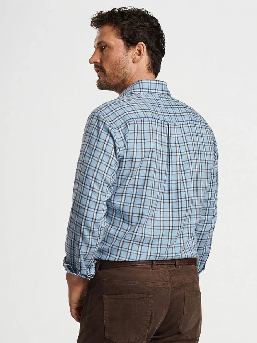 Peter Millar Nelson Flannelite Cotton-Stretch Sport Shirt in Cottage Blue