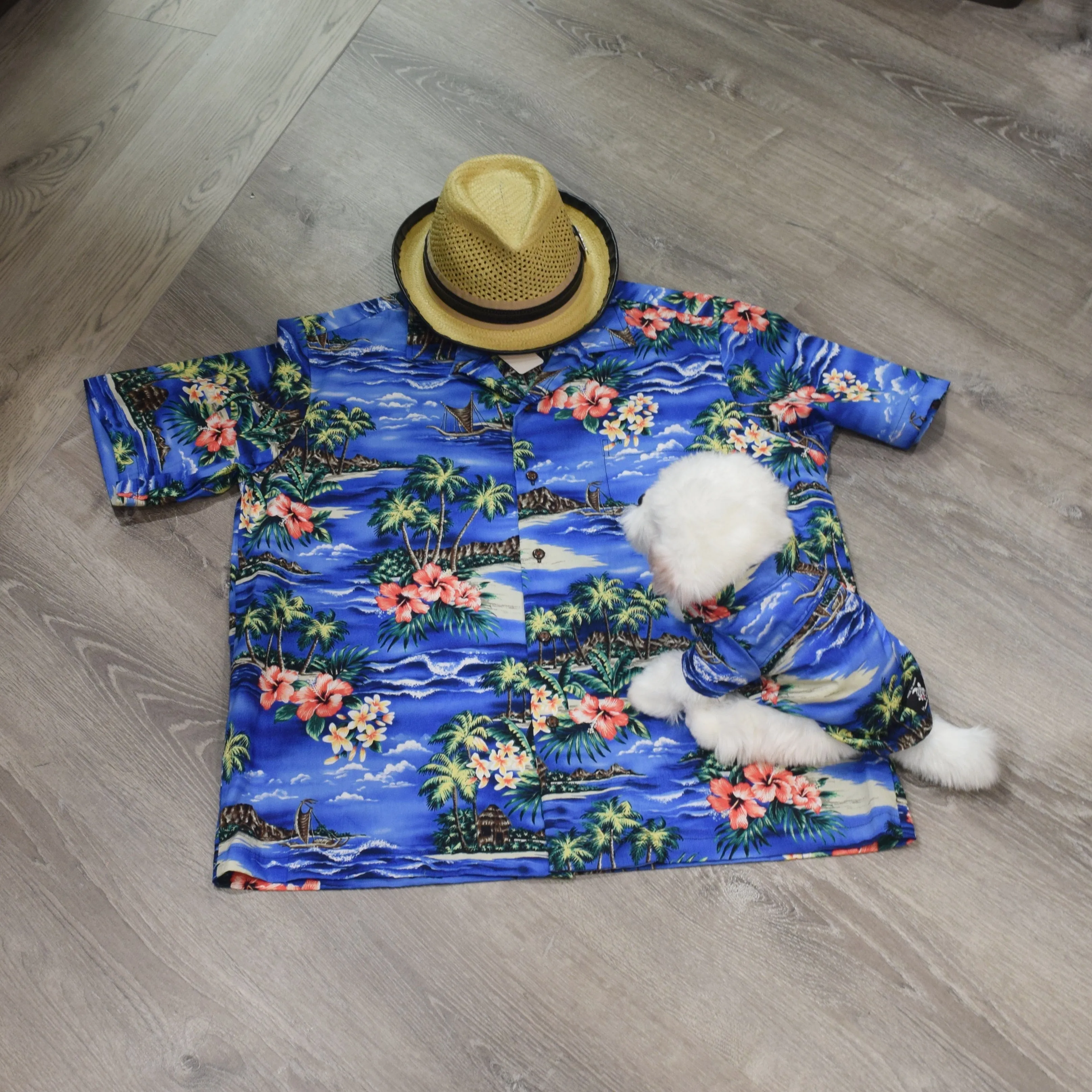 Popular Hawaiian Print Dog Shirts / Blue［Dog and owner hawaii shirts］