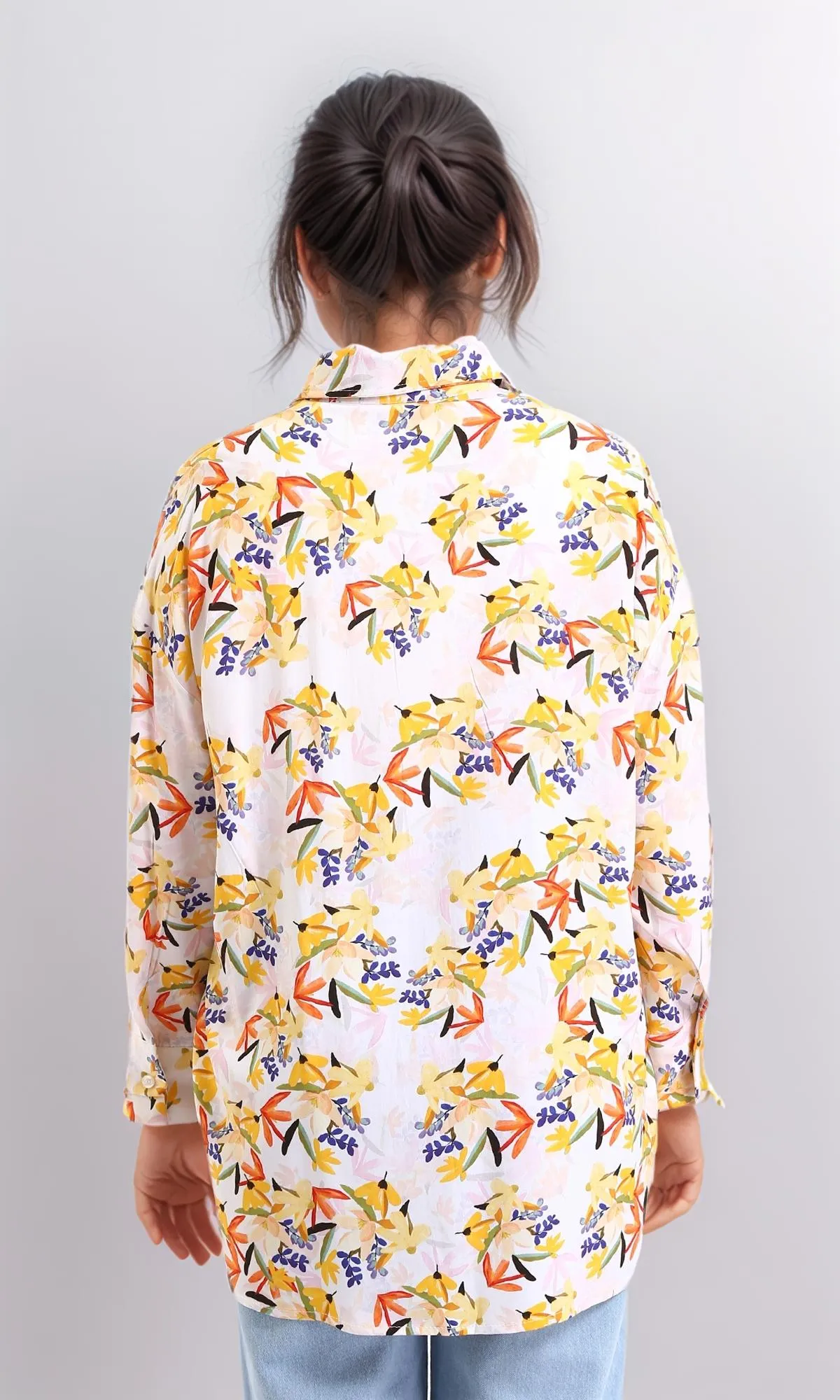 R209484-Colorful Floral Long Sleeves Shirt - Multicolor