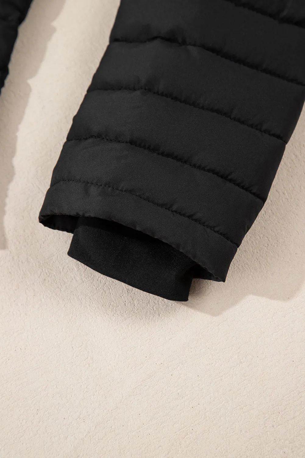 Solid Color Quilted Zip-up Puffer Jacket