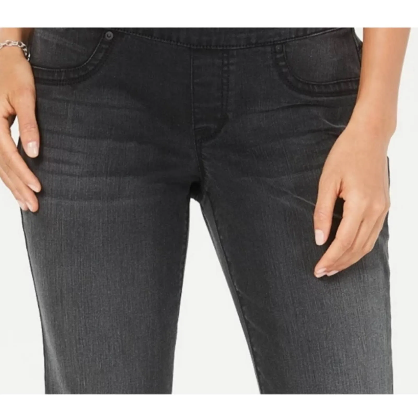 Style & Co Pull On Boyfriend Jeans in Black Smudge Small