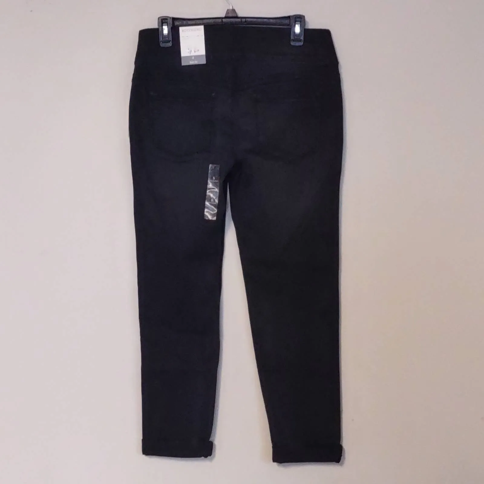 Style & Co Pull On Boyfriend Jeans in Black Smudge Small