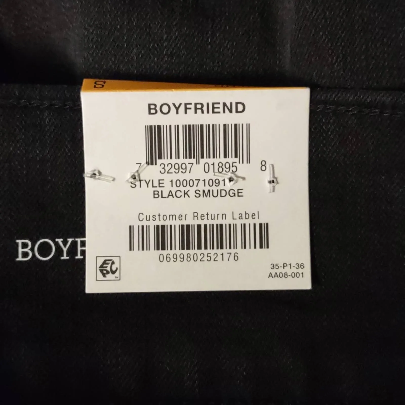 Style & Co Pull On Boyfriend Jeans in Black Smudge Small