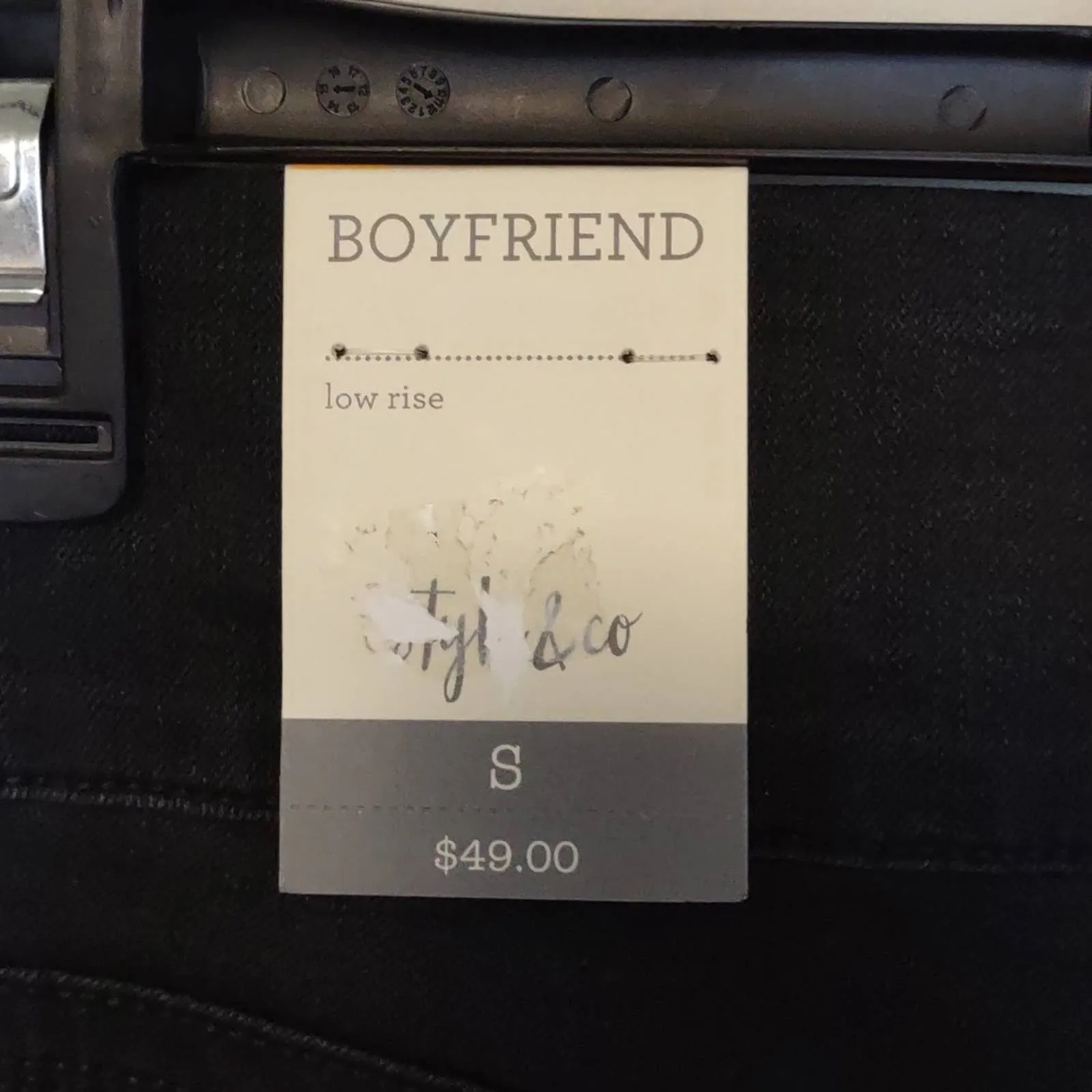 Style & Co Pull On Boyfriend Jeans in Black Smudge Small