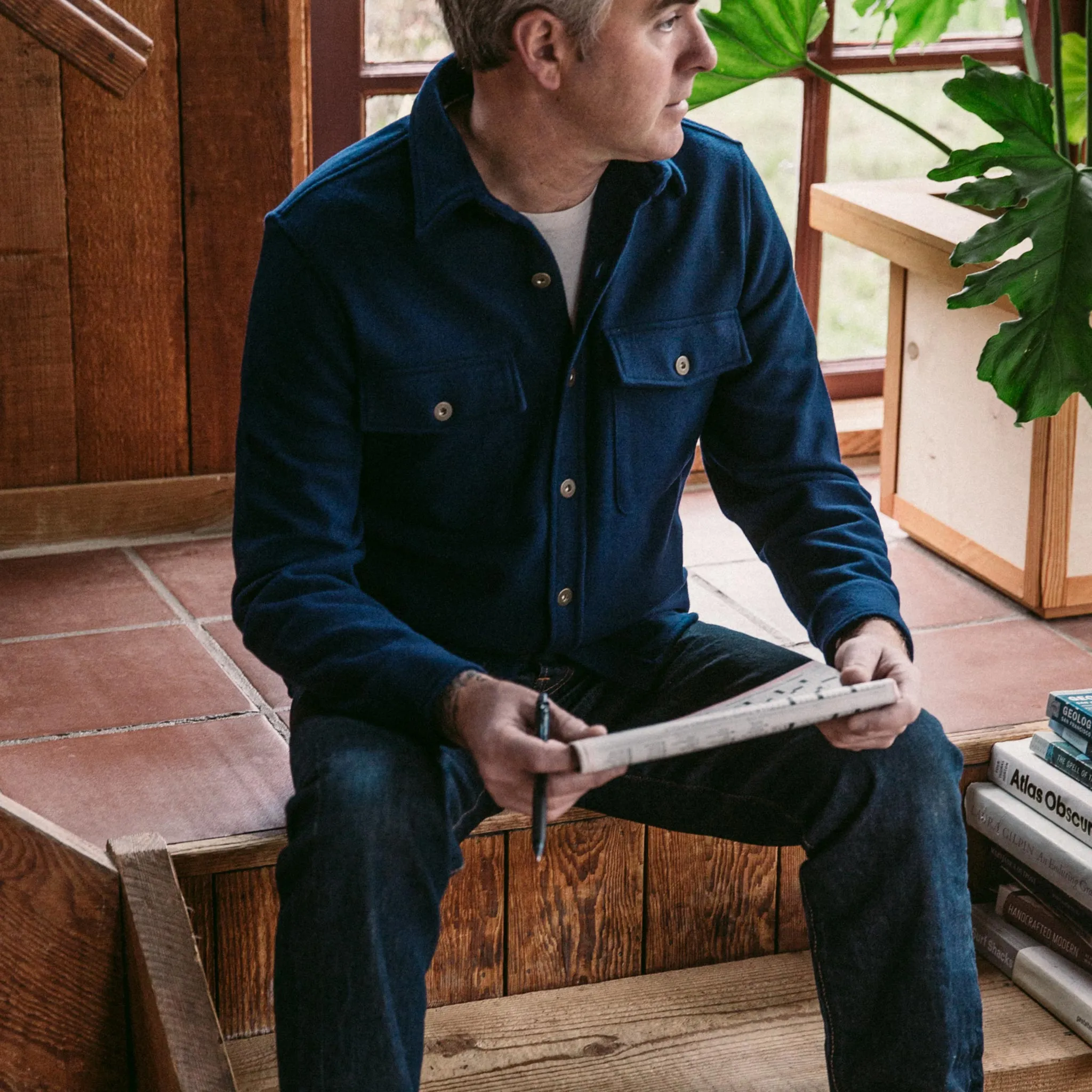 The Explorer Shirt in Navy Boiled Wool