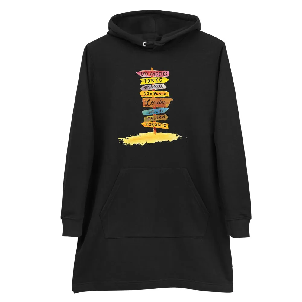 Travel Diaries Women's Hoodie Dress