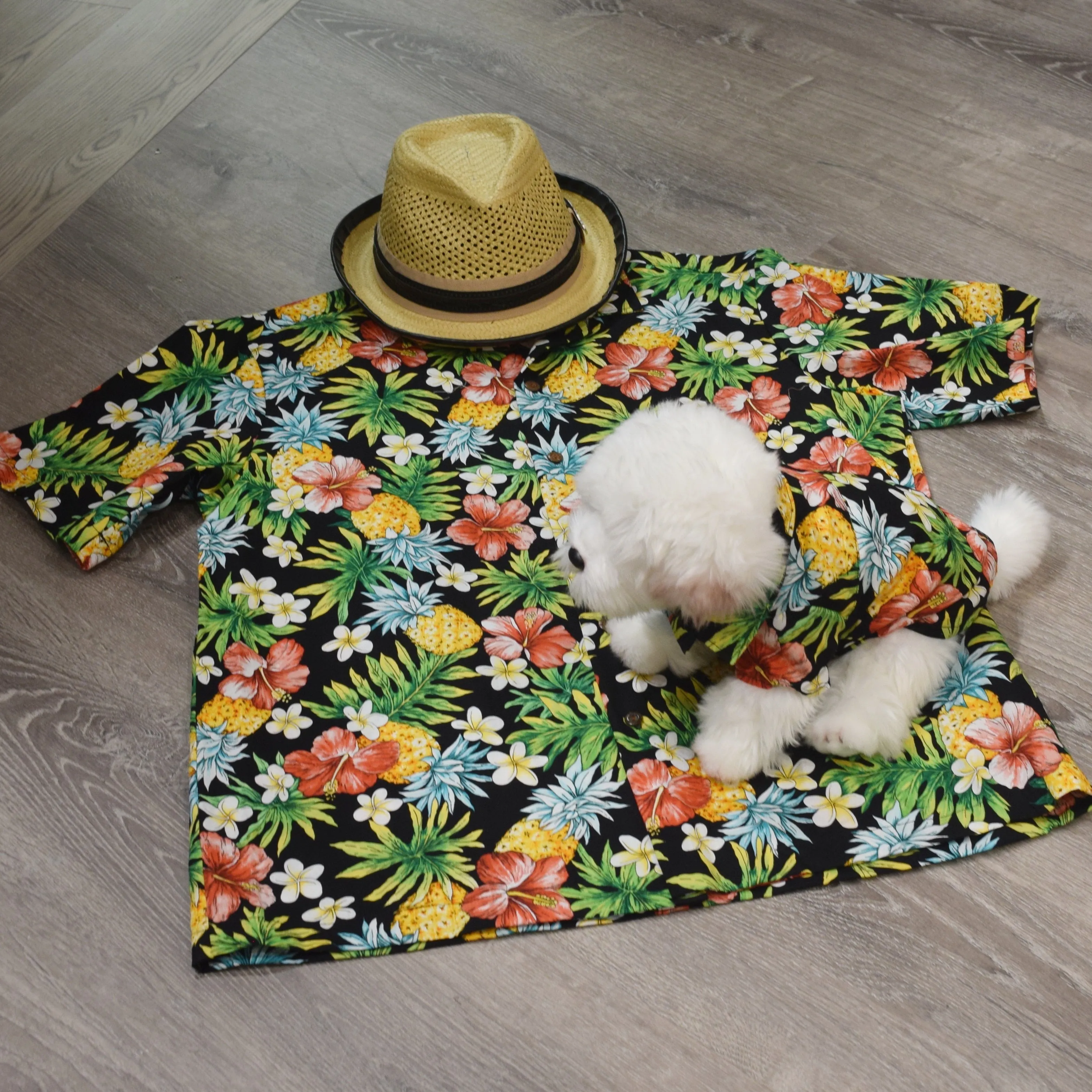 Tropical Print Hawaiian Dog Shirts / Black［Dog and owner hawaii shirts］